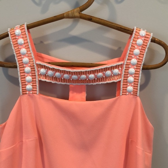 Lilly Pulitzer Mason Beaded Coral Preppy Shift Dress Size 4 - Picture 4 of 10